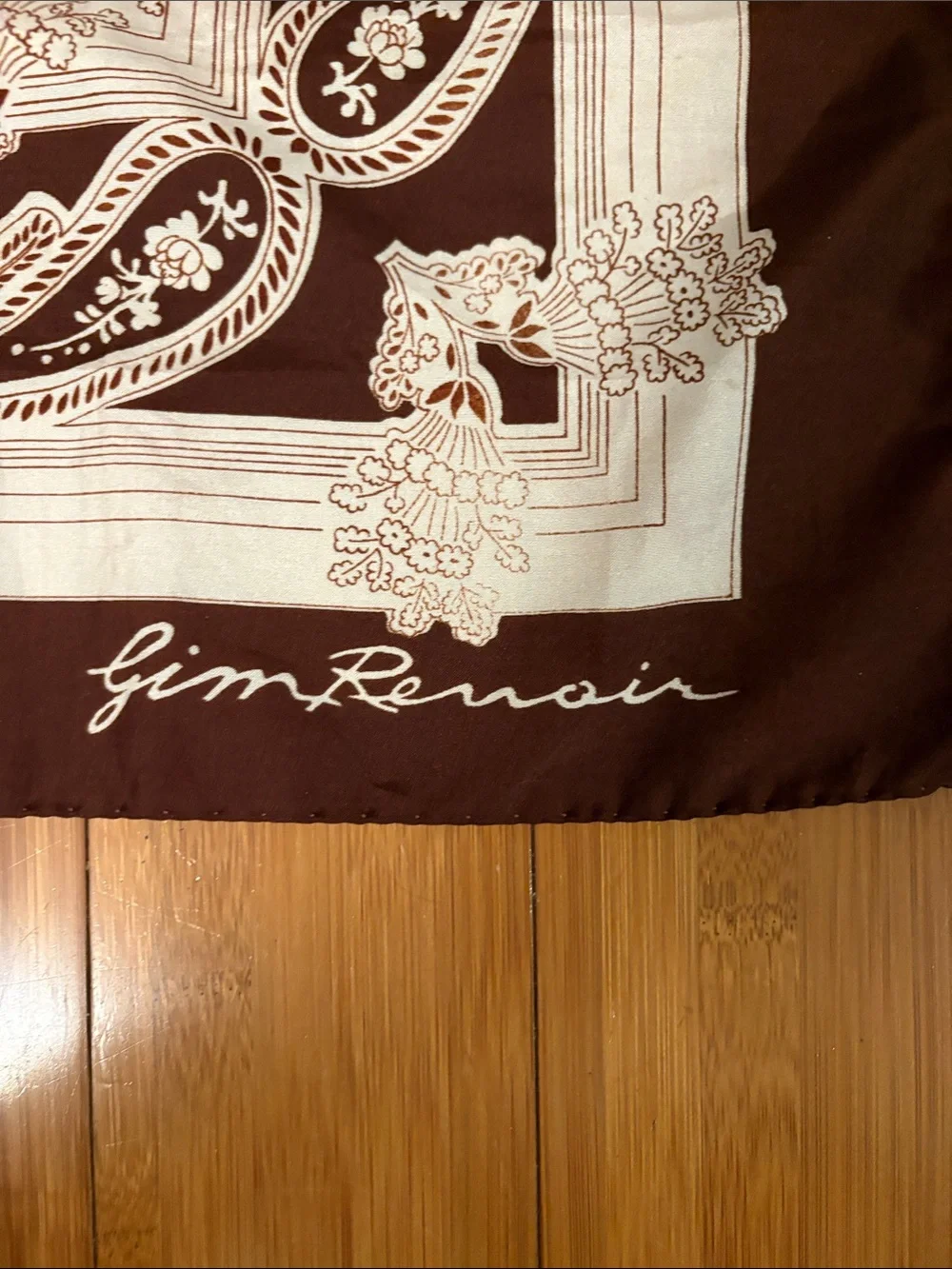 Gim Renoir Brown & White Paisley Square Scarf 30.5” X 30.5” Inches